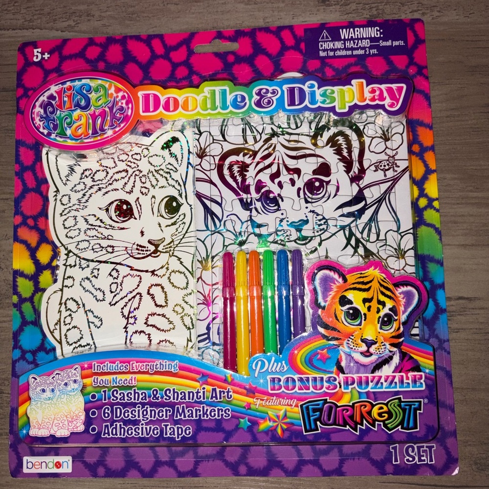 Lisa Frank Doodle & Display Art Set Rainbow Tiger Coloring Kit Y2K Retro Craft